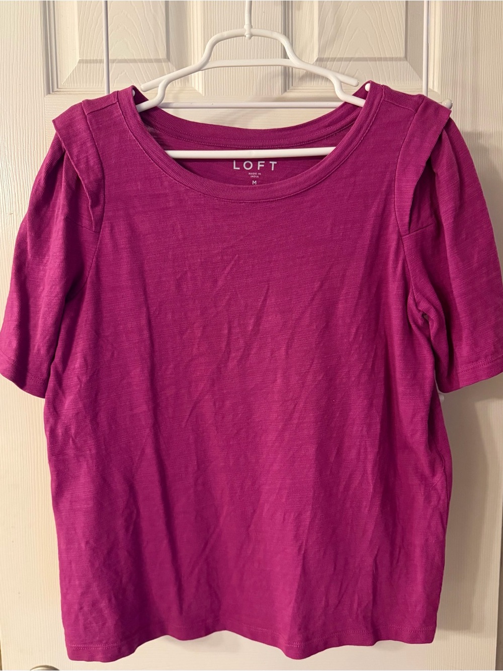 LOFT Magenta Short Sleeve Crewneck Tee